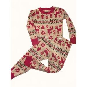 Hannah Anderson Cozy Red and White Holiday Reindeer Pajama Set